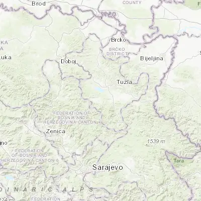 Map showing location of Banovići (44.405960, 18.526480)