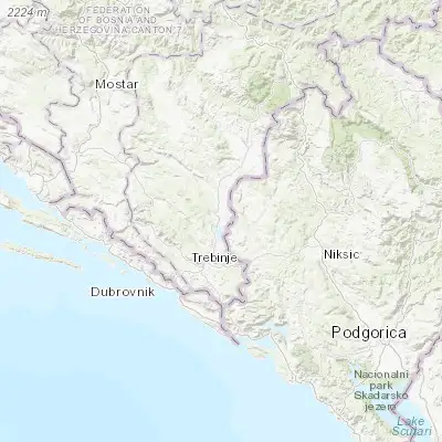 Map showing location of Bileća (42.876450, 18.429670)