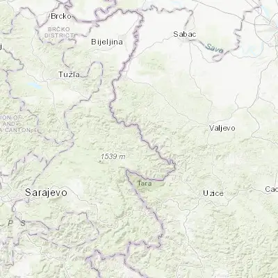 Map showing location of Bratunac (44.184550, 19.330850)