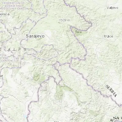 Map showing location of Čajniče (43.557120, 19.071860)