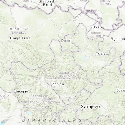 Map showing location of Dubravica (44.441310, 18.118830)
