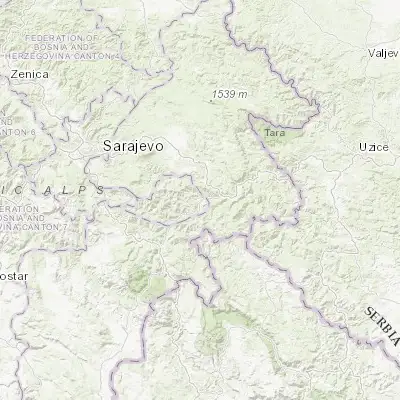 Map showing location of Goražde (43.667950, 18.975640)