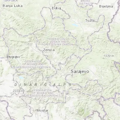 Map showing location of Gornja Breza (44.037580, 18.245640)
