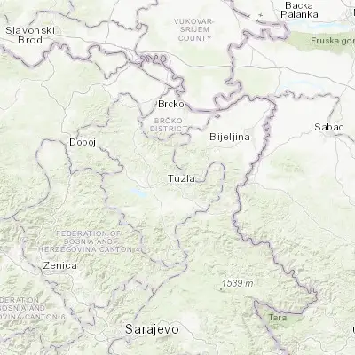 Map showing location of Gornja Tuzla (44.556590, 18.761590)