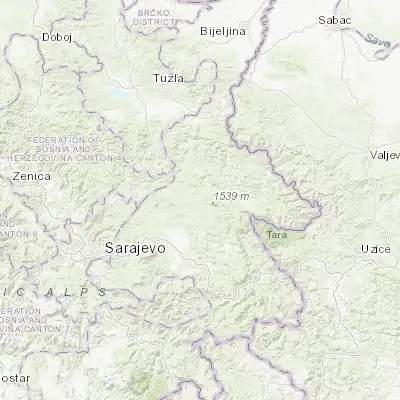 Map showing location of Han Pijesak (44.081610, 18.952580)