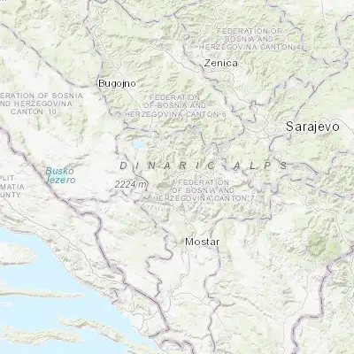 Map showing location of Jablanica (43.660280, 17.761670)
