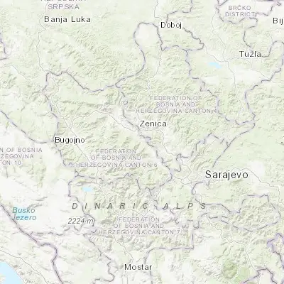 Map showing location of Kačuni (44.064330, 17.938940)