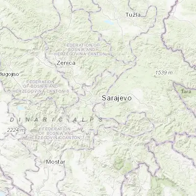 Map showing location of Kobilja Glava (43.881880, 18.388640)