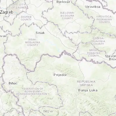Map showing location of Kozarska Dubica (45.176670, 16.809440)