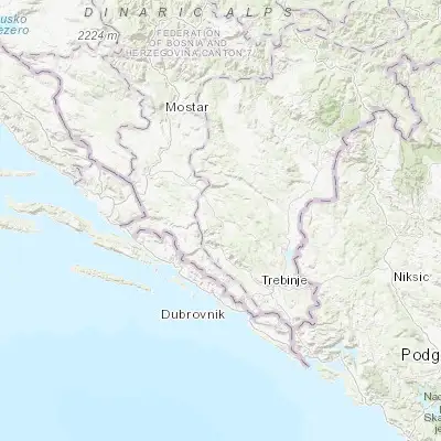 Map showing location of Ljubinje (42.951200, 18.087020)