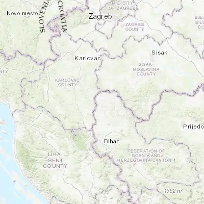 Map showing location of Mala Kladuša (45.134430, 15.852170)