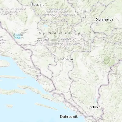 Map showing location of Mostar (43.343330, 17.808060)