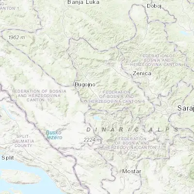 Map showing location of Pajić Polje (43.975830, 17.527500)
