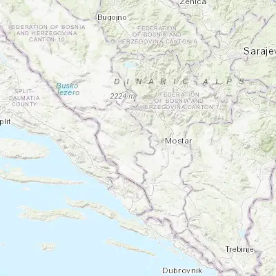 Map showing location of Široki Brijeg (43.382900, 17.594160)