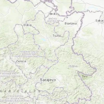 Map showing location of Stupari (44.313820, 18.684160)