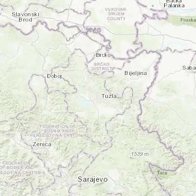 Map showing location of Tuzla (44.538420, 18.667090)