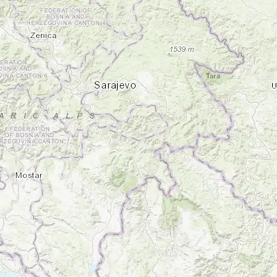 Map showing location of Ustikolina (43.583380, 18.791060)
