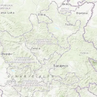 Map showing location of Vareš (44.164440, 18.328330)