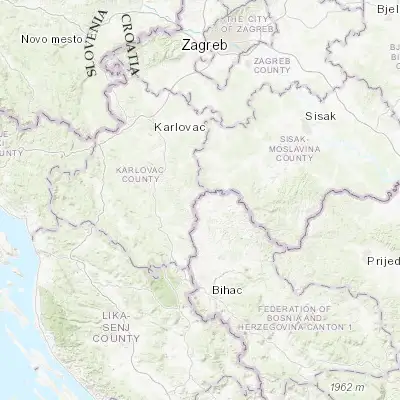Map showing location of Velika Kladuša (45.184970, 15.805790)