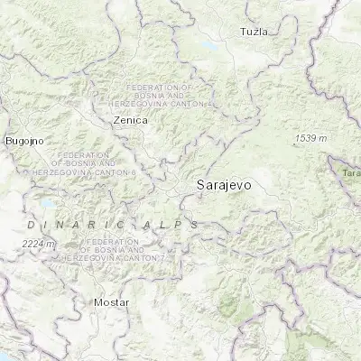 Map showing location of Vogošća (43.902250, 18.344380)