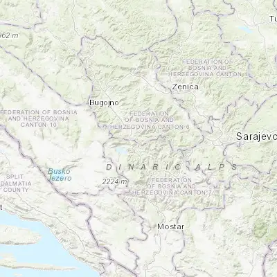Map showing location of Voljevac (43.878730, 17.658610)