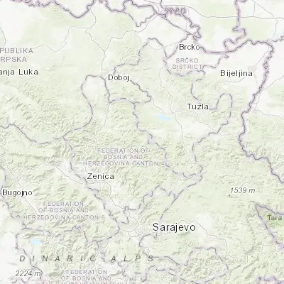 Map showing location of Vozuća (44.358780, 18.353970)