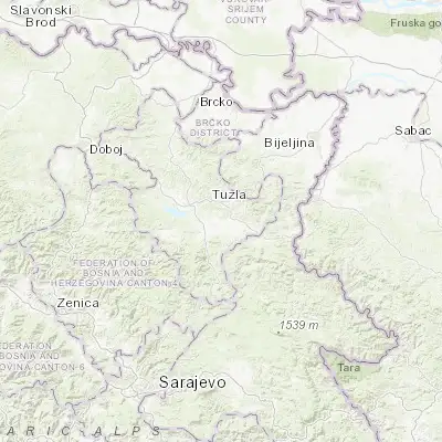 Map showing location of Vukovije Donje (44.462090, 18.749410)