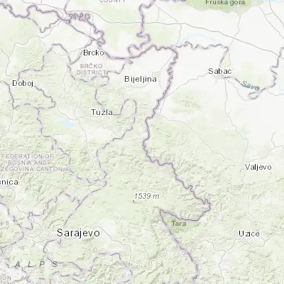 Map showing location of Zvornik (44.386050, 19.102470)