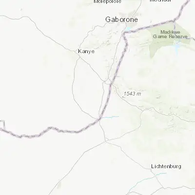Map showing location of Janeng (-25.416670, 25.550000)
