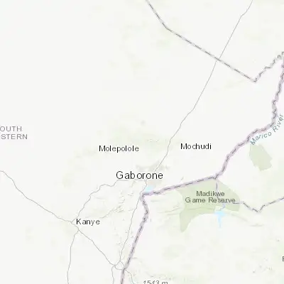 Map showing location of Lenchwe Le Tau (-24.383330, 25.850000)