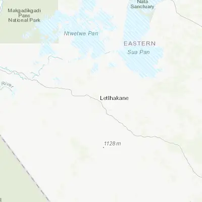 Map showing location of Letlhakane (-21.414940, 25.592630)