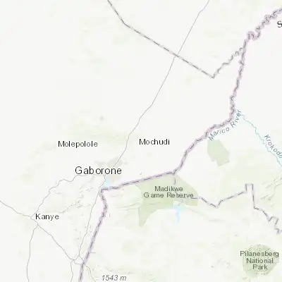 Map showing location of Mochudi (-24.416670, 26.150000)