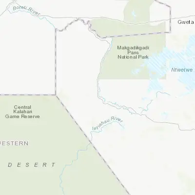 Map showing location of Rakops (-21.022570, 24.360520)