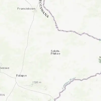 Map showing location of Selebi-Phikwe (-21.978950, 27.842960)