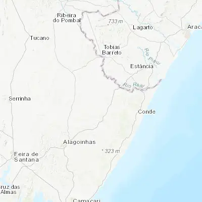 Map showing location of Acajutiba (-11.662220, -38.017220)