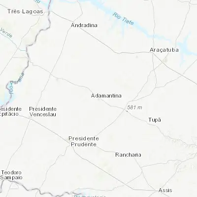 Map showing location of Adamantina (-21.685280, -51.072500)