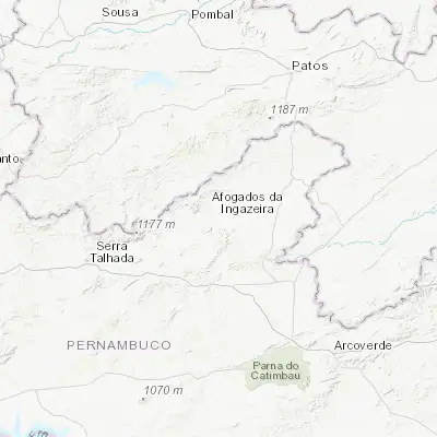 Map showing location of Afogados da Ingazeira (-7.750830, -37.639170)