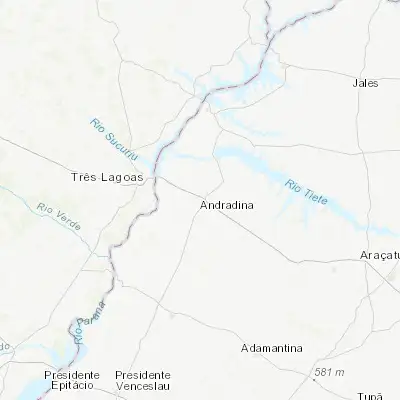 Map showing location of Andradina (-20.896110, -51.379440)