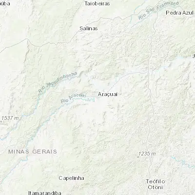 Map showing location of Araçuaí (-16.849720, -42.070280)