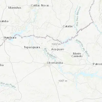 Map showing location of Araguari (-18.647220, -48.187220)
