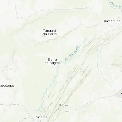 Map showing location of Barra do Bugres (-15.072500, -57.181110)