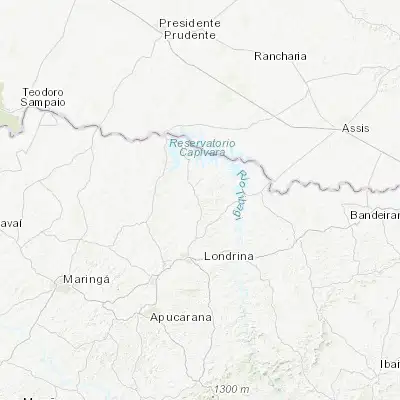 Map showing location of Bela Vista do Paraíso (-22.996670, -51.190560)