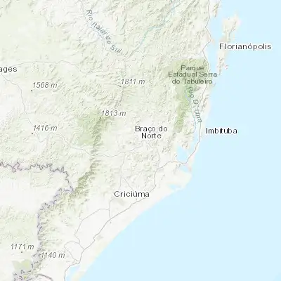 Map showing location of Braço do Norte (-28.275000, -49.165560)