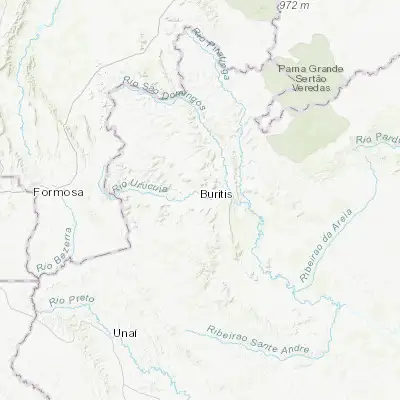 Map showing location of Buritis (-15.617780, -46.423330)