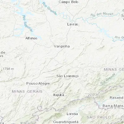 Map showing location of Cambuquira (-21.852220, -45.295830)