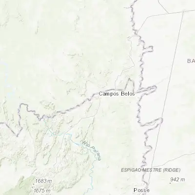 Map showing location of Campos Belos (-13.036670, -46.771670)