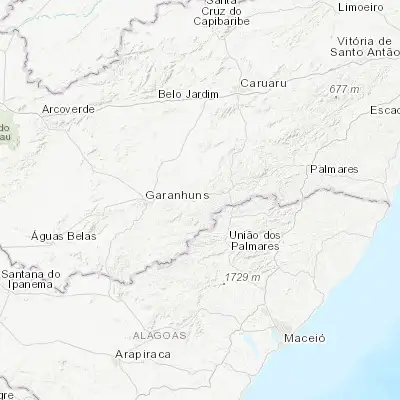 Map showing location of Canhotinho (-8.882220, -36.191110)