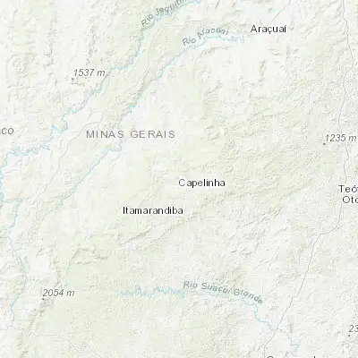 Map showing location of Capelinha (-17.691390, -42.515830)