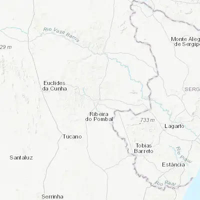 Map showing location of Cícero Dantas (-10.600000, -38.383330)