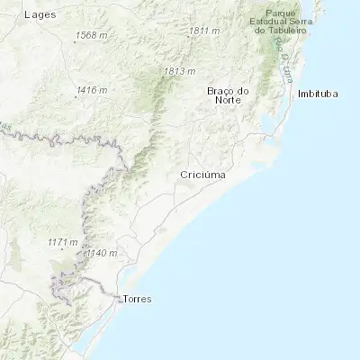 Map showing location of Criciúma (-28.677500, -49.369720)